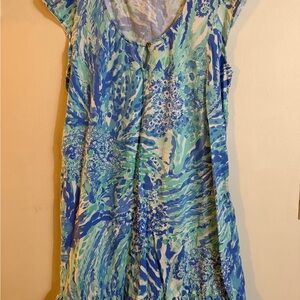 Lilly Pulitzer Blue and Green Midi Dress
